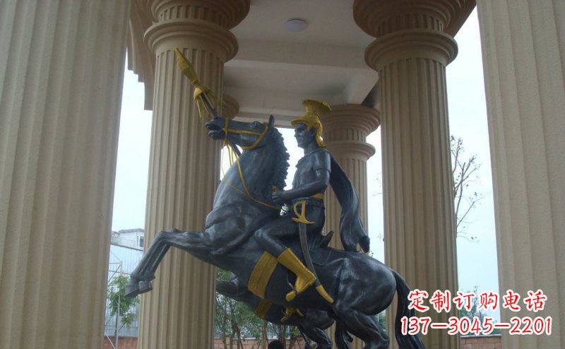 上海公园骑马的罗马士兵人物铜雕