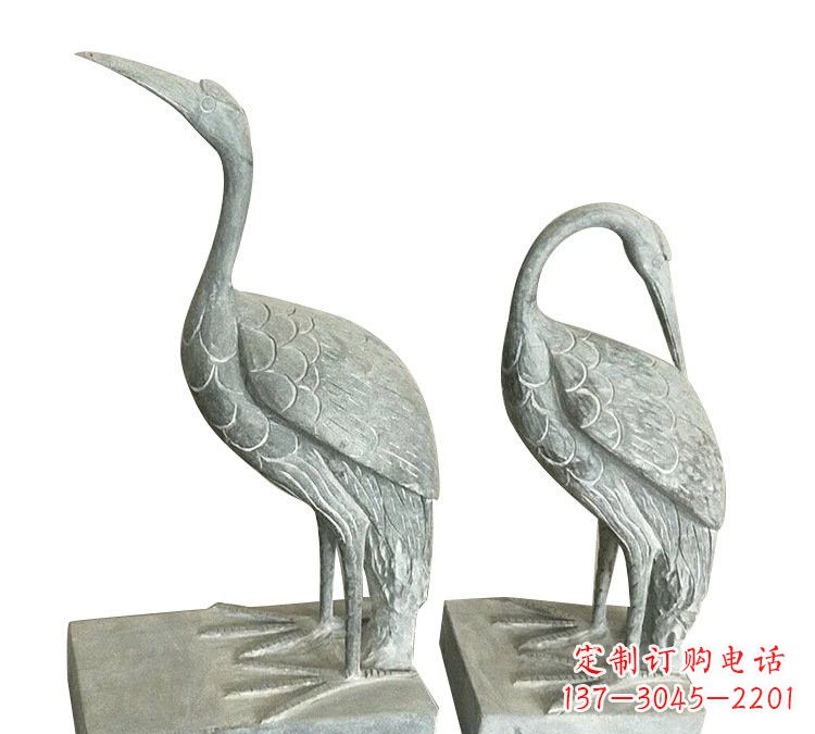 上海完美纯手工雕刻青石仿古丹顶鹤石雕