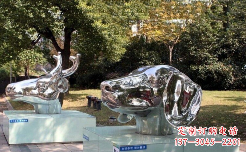 上海不锈钢十二生肖头像雕塑