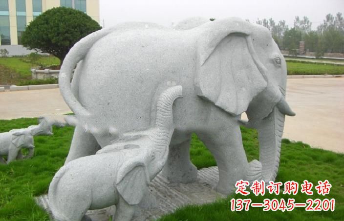 上海公园石雕母子大象
