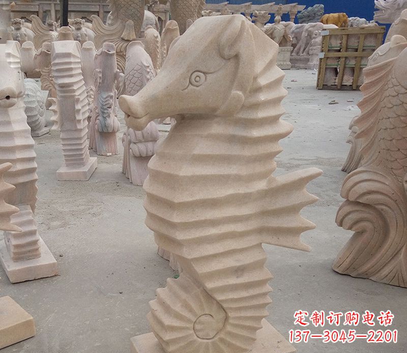 上海公园石雕喷水海马