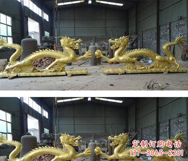 上海古典传统双龙戏珠铜雕塑