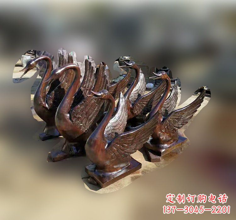 上海优雅美丽的铜雕天鹅塑料