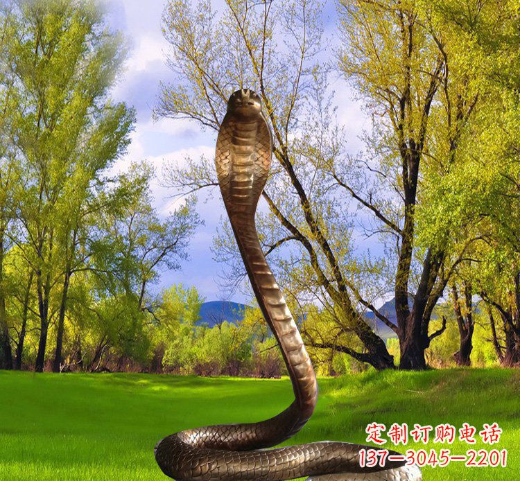 上海铜质眼镜蛇动物雕塑