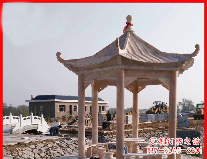 上海红六角石凉亭雕塑