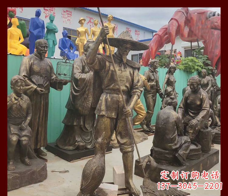 上海新中式鸬鹚铜雕塑
