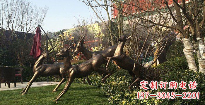 上海中领雕塑精美铜鹿动物雕塑