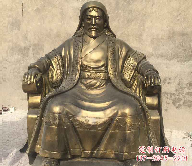 上海古代名人成吉思汗铜雕
