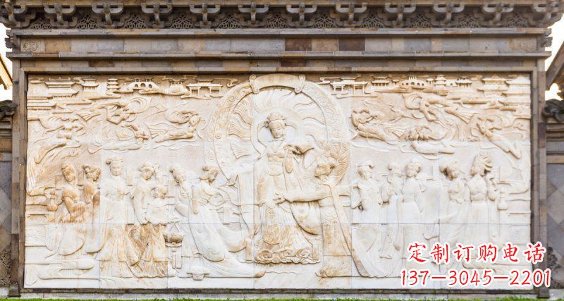 上海中领雕塑:古代人物石浮雕影壁