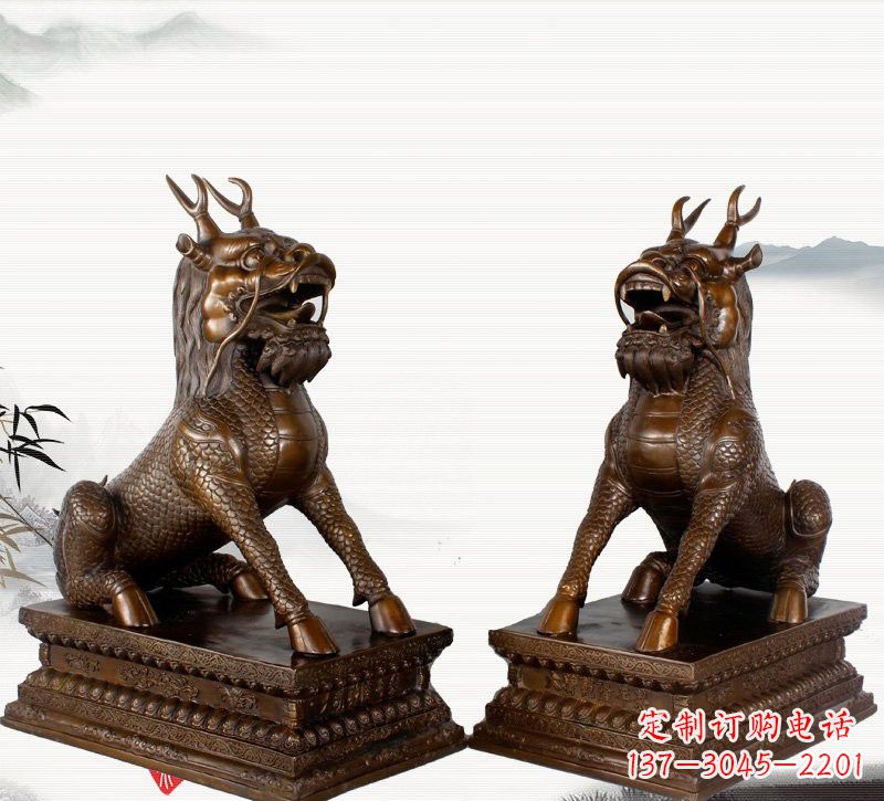 上海古典神麒麟铜雕,馥玉臻品