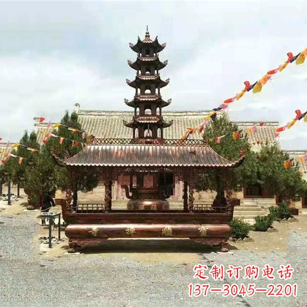 上海全新古典铜香炉雕龙塑型双耳方形器皿