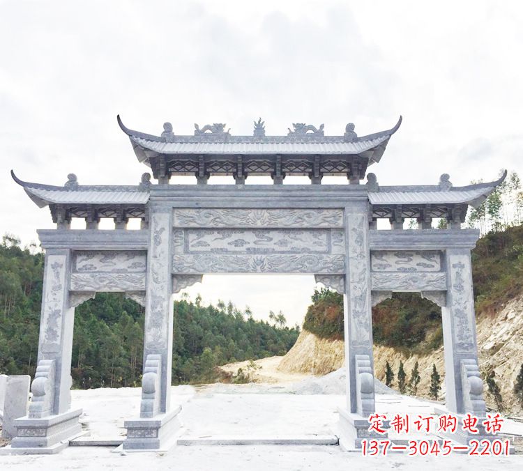 上海中领雕塑精美牌坊雕塑