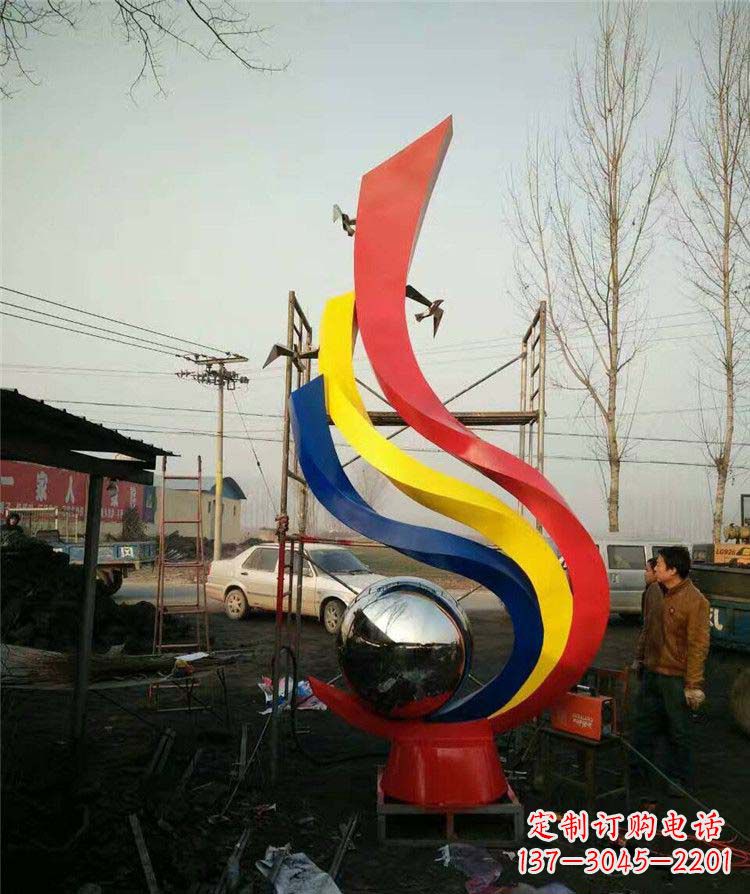 上海广场不锈钢彩色抽象凤凰雕塑