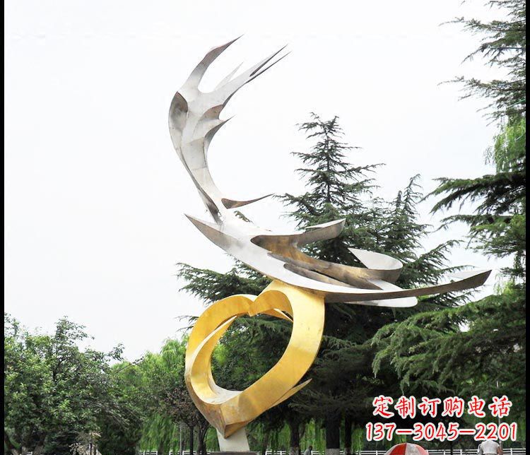上海广场不锈钢抽象凤凰摆件雕塑