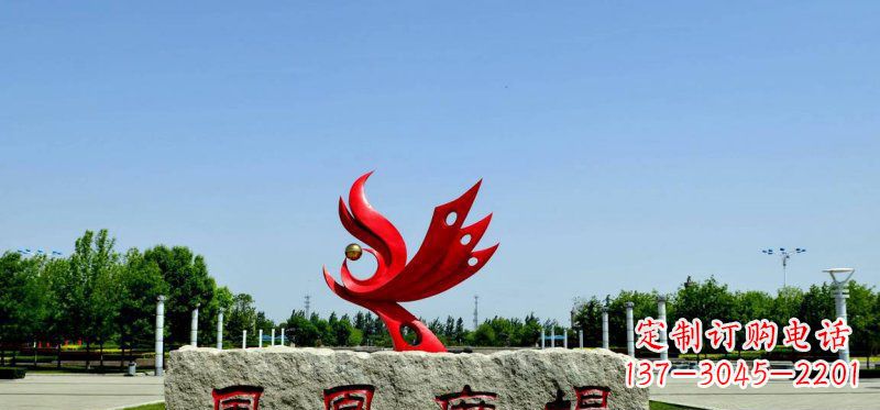 上海广场不锈钢抽象凤凰雕塑 (3)