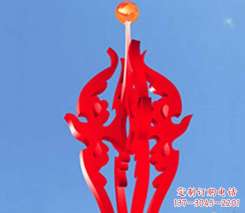 上海中领雕塑出品:不锈钢火苗抽象雕塑