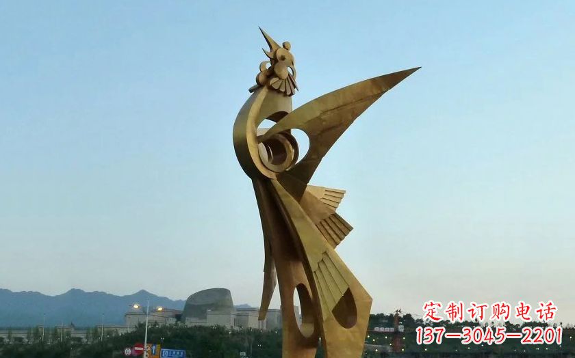 上海中领雕塑出品古典典雅不锈钢凤凰雕塑