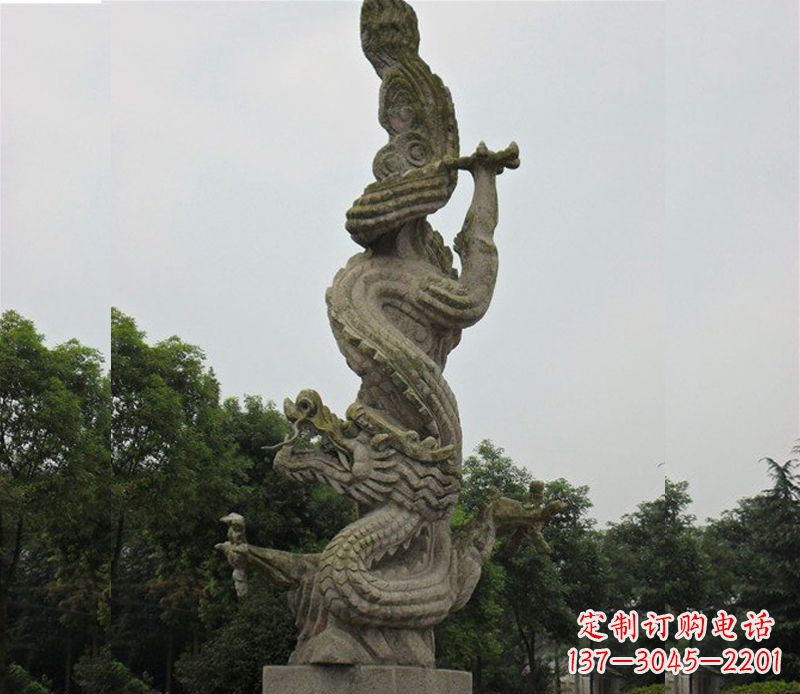 上海中领雕塑|古典美感的大理石龙雕塑