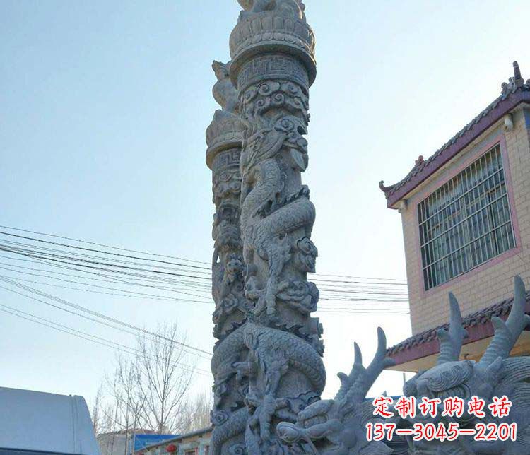 上海精美广场大理石龙柱雕塑