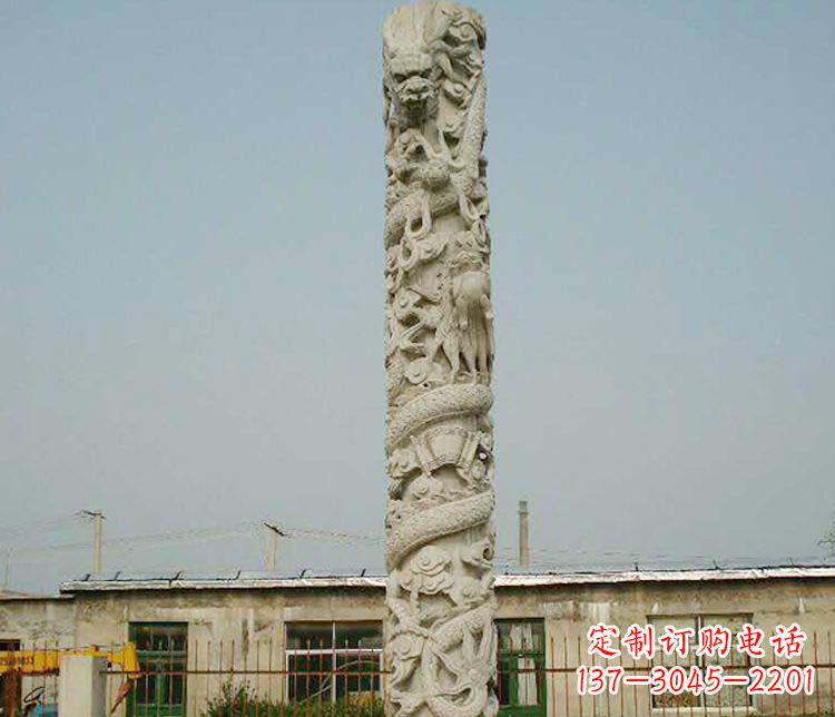 上海中领雕塑——独具特色的大理石盘龙柱雕塑