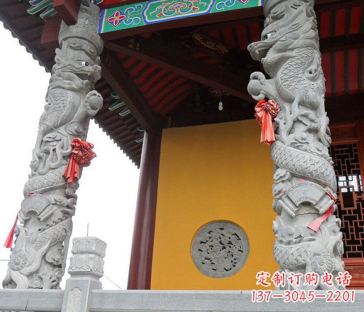 上海精美大理石龙柱雕塑