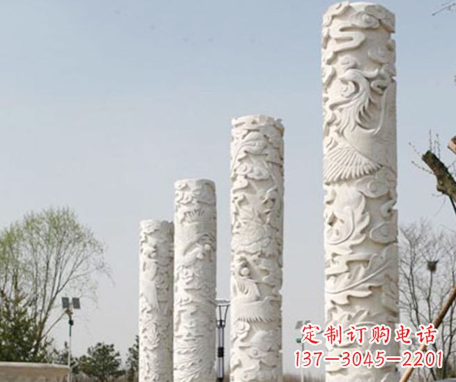 上海尊贵优雅,凤凰浮雕龙柱景观石雕