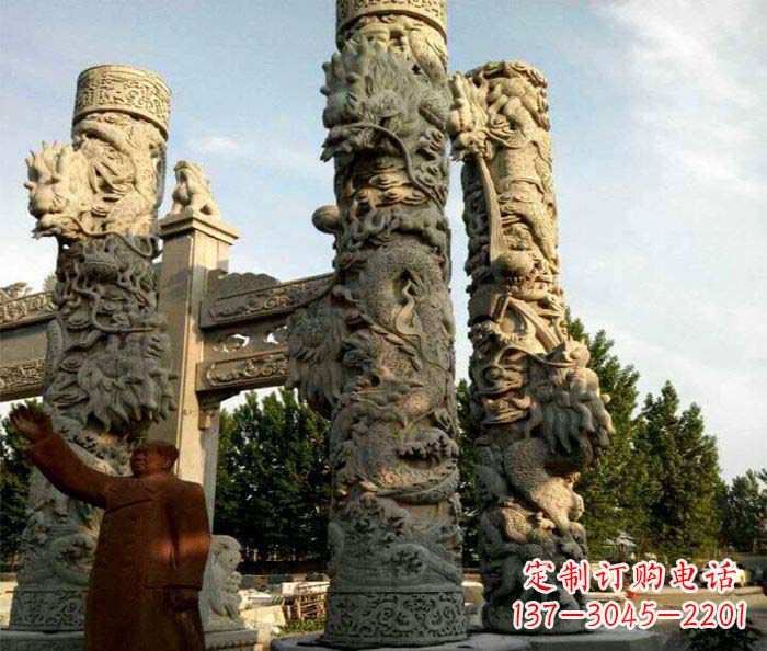上海中领雕塑推出的震撼龙柱大理石雕,是一种典…