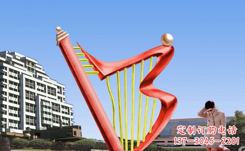 上海中领雕塑精制不锈钢竖琴雕塑