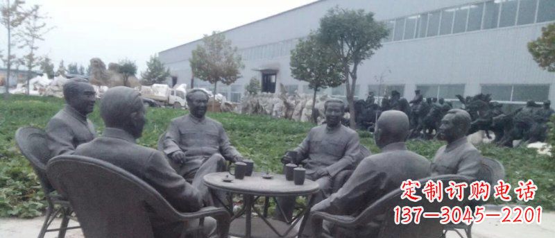 上海广场伟人喝茶人物铜雕