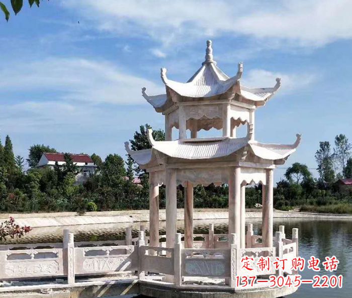 上海中领雕塑精心打造的海边抒情凉亭雕塑,以海…