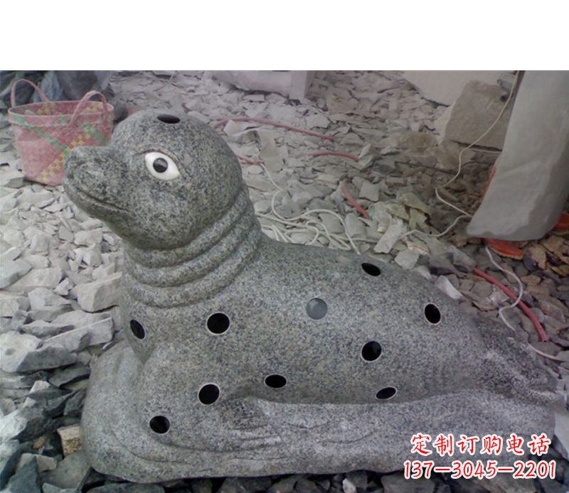 上海海洋动物小海豹石雕