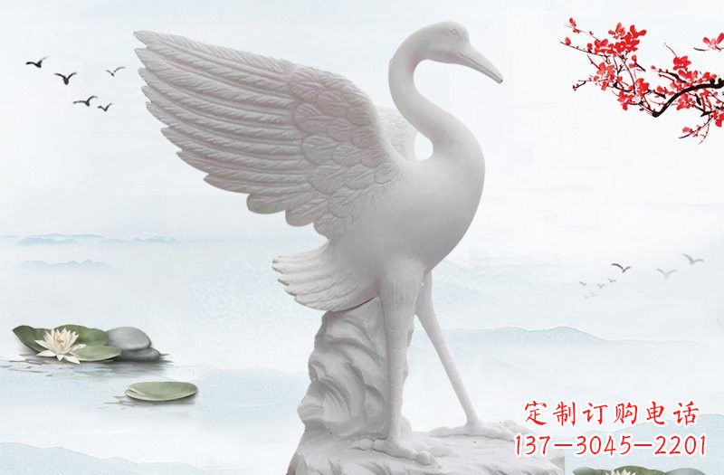 上海开启一段神奇变化之旅——汉白玉仙鹤雕塑