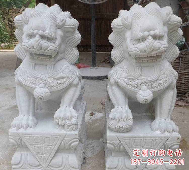 上海汉白玉精美狮子雕塑
