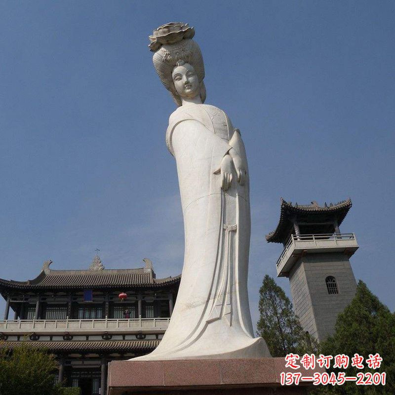 上海汉白玉贵妃石雕像-精美绝伦的杨玉环雕像