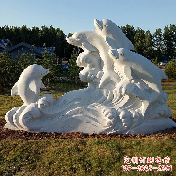 上海汉白玉海豚雕塑，给您的公园另一种美
