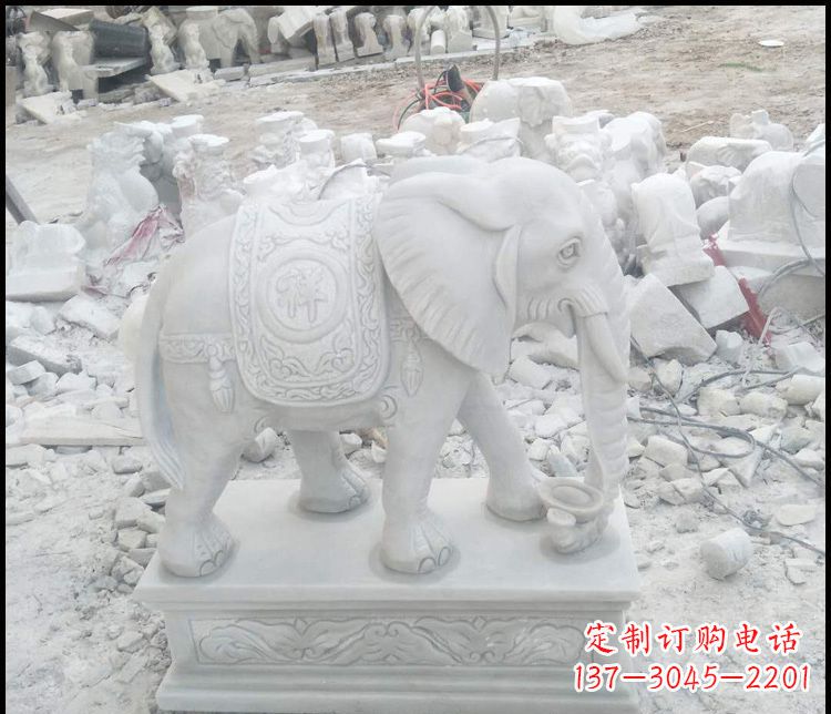 上海汉白玉吉祥大象雕塑