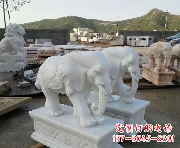 上海汉白玉吉祥如意大象门口石雕 (2)