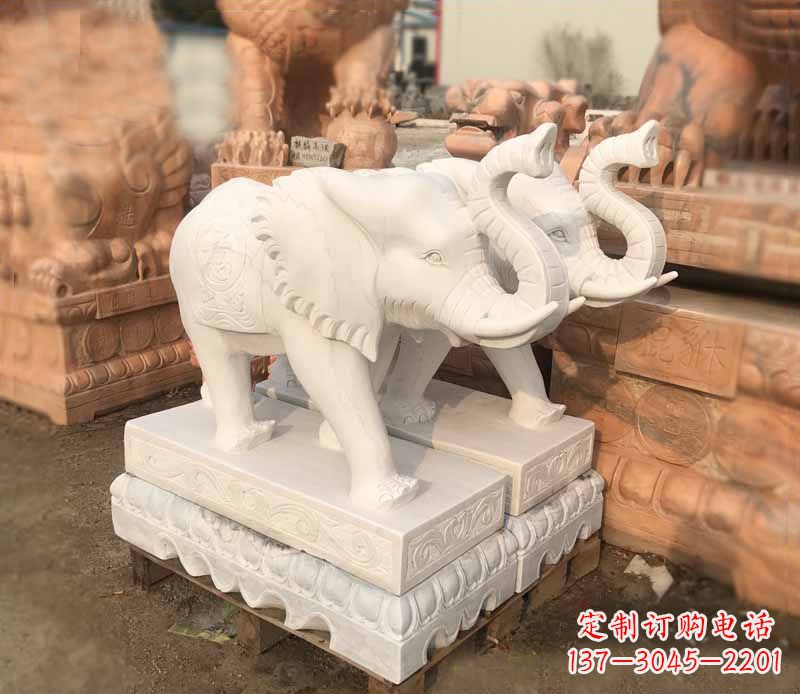 上海雕刻睿智的大象-定制门口镇宅招财石雕