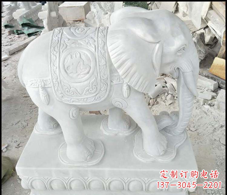 上海汉白玉吉祥如意门口招财镇宅大象石雕