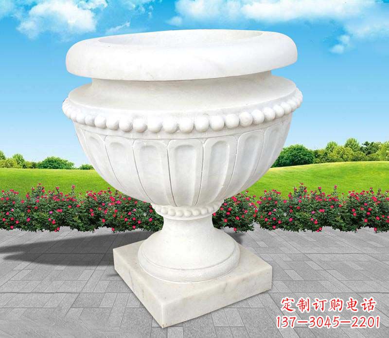 上海汉白玉景观花盆雕塑