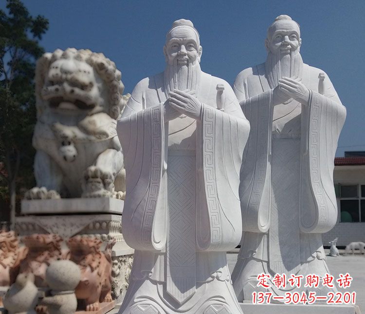 上海以瑰丽石雕塑令孔子长存——汉白玉孔子校园古代名人石雕