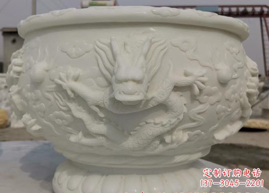 上海中领雕塑汉白玉龙鱼缸雕塑,是由专业雕塑定…