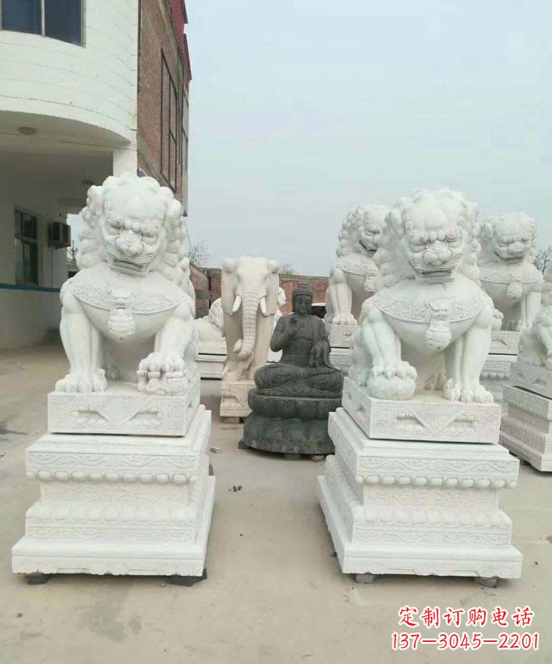 上海汉白玉门口狮子雕塑