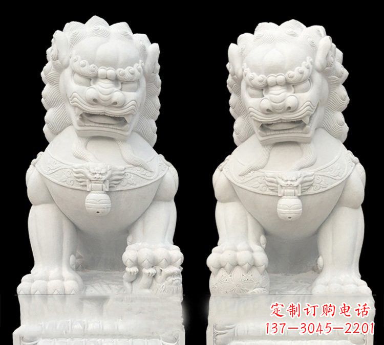 上海玉质狮子门口雕塑是由中领雕塑定制制作的,…