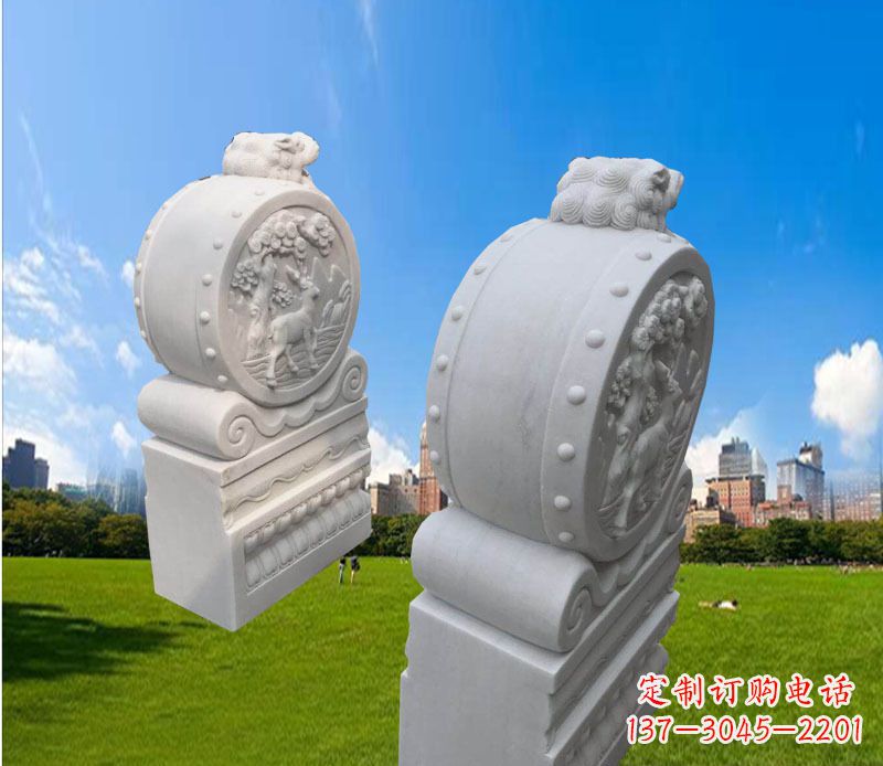 上海精致的汉白玉门墩雕塑