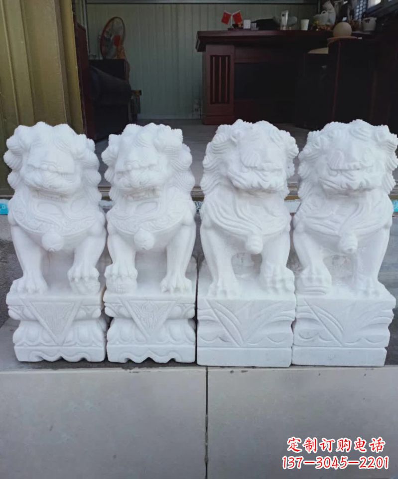 上海汉白玉狮子雕塑1