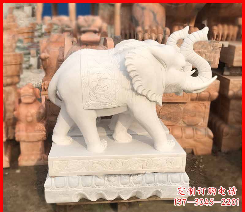 上海汉白玉招财大象石雕 (4)
