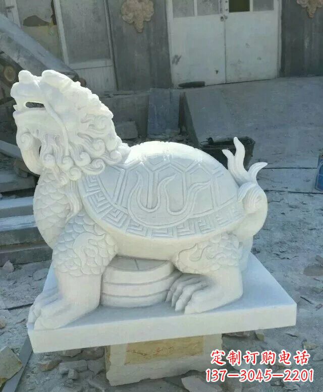 上海汉白玉招财龙龟石雕