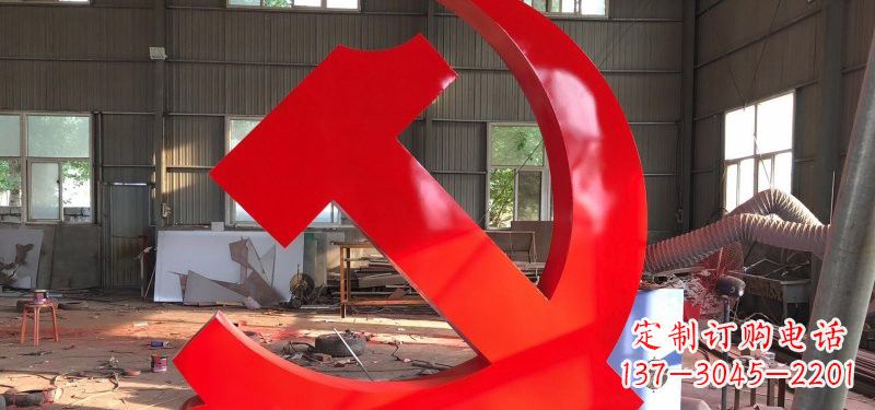 上海河南不锈钢党徽雕塑,精致而完美