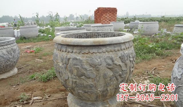 上海荷花花盆公园景观石浮雕
